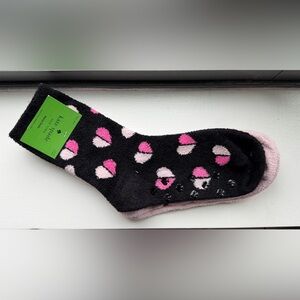 NWT Kate Spade Heart Patterned Black and Pink Socks with Grips (2 PAIR)